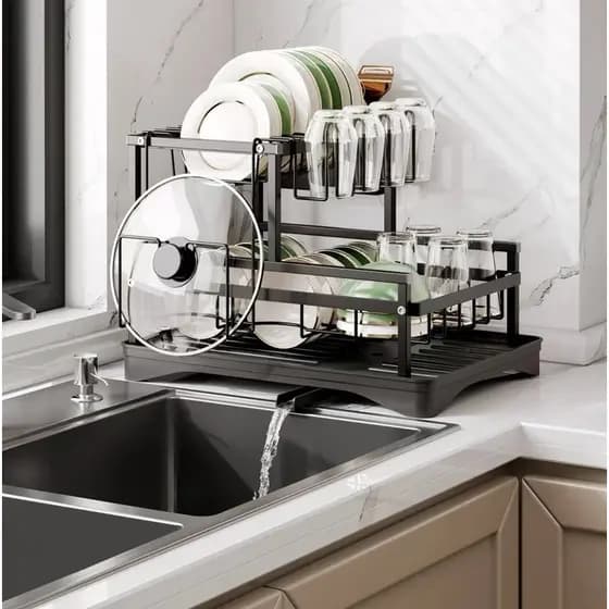 Escorredor de Louças Rack Aço Carbono Organizador Preto