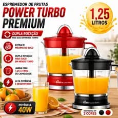 Espremedor de Laranja Elétrico Kian 1,25L Power Turbo Dupla Rotação para Sucos e Frutas