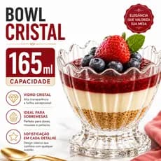 Bowl Taça De Vidro Cristal Brasília 165ml Para Sobremesas Doces Petiscos Frutas Multiuso Elegante
