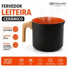 Fervedor de cerâmica Leiteira Canecão Antiaderente Agua Quente Serve Fogão Indução Gás - Fracalanza
