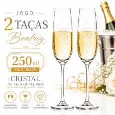 Kit 2 Taças De Cristal Para Champagne Espumante Vinho Branco Bar Restaurante Buffet 250ml