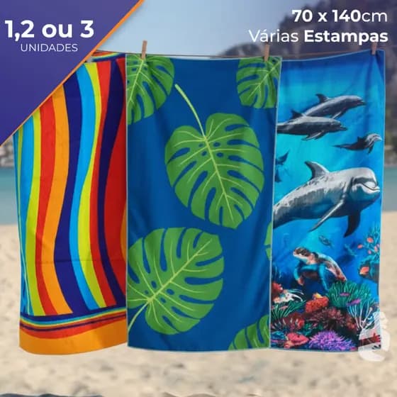 Toalha de Praia Piscina Estampada 140x70cm | Viagem Família Infantil Toalhas Seca Bem