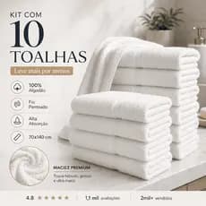 Toalhas Banho Brancas Kit Unidades Grande Aveludadas 90% Algodão Alta Absorção Casa, Hotel, Salão