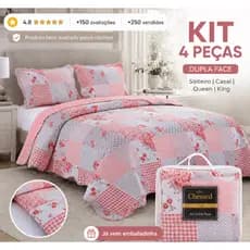 Colcha Cobre Leito 3 Peças Dupla Face Matelado Floral para Cama Box