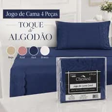 Jogo de Lençol e Cobre Leito Dupla Face Solteiro Casal Completo com Fronha Macio