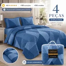 Colcha Cobre Leito Casal Queen 4 Peças Matelassê Dupla Face Premium