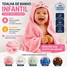Toalha de Banho Bebê Cobertor Capuz Infantil Recém Nascido Orelhinha Menino e Menina Alta Absorção