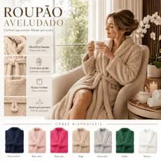 Roupão Aveludado  Plush Flannel Fleece Unissex Manga Longa Luxo Com Bolso Quentinho