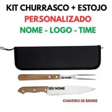 Kit Churrasco 2 Peças Personalizado Estojo + Brinde
