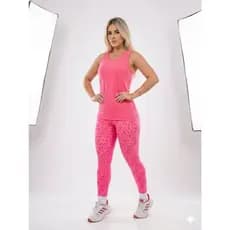 Conjunto Academia Feminino Calça Legging Camuflada E Blusa Regata Tapa Bumbum Fitness