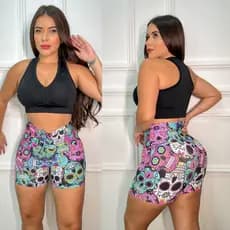 Roupa De Academia Moda Feminina Short Poa Oncinha Animal Print Camuflado Colorido Corda