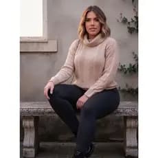 Calça Legging Flanelada Térmica Feminina Forrada Por Dentro Grossa Inverno Cintura Alta  Plus Size