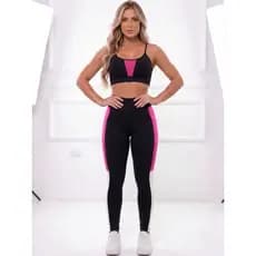 Conjunto Fitness, Academia Feminino Com Bolso, Cós Alto Legging, Top Suplex Sem Transparencia Premium
