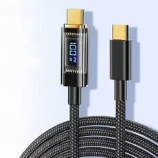 Cabo Tipo C PD 100W 66W com Visor Digital Inteligente - Carregamento Ultra Rápido para Celulares e Tablets Android A2