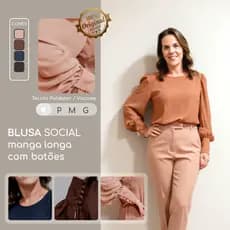 BLUSA SOCIAL feminina manga longa com tecido leve Sofisticado Elegante com botões na manga trabalho