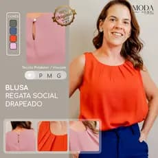 Blusa Feminina Gola Alta Sem Manga Social Feminina - Levemente Drapeada com Tecido Leve TOP QUALITY