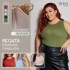 Regata Plus Size Feminina Canelada Premium • Sem Transparência • Cava Perfeita • Confortável •Casual