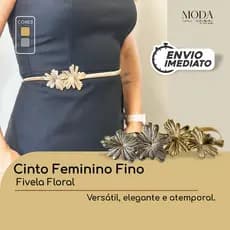Cinto Feminino Metálico Ajustável com Fivela Floral Elegante | Cinto de Festa, Casual Chic e Social