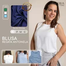 Blusa Feminina Regata com Decote Arredondado Elegante - Modelagem Social de Alfaiataria Elegante