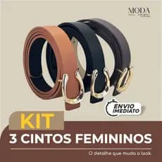 Kit 3 Cintos Femininos Premium com Fivela Dourada–Moderno, Ideal para Looks Sociais/Casuais/vestidos/calças elegância bo