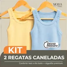 Kit 2 Regatas Femininas Canelada Casual básica moda feminina material sofisticado Premium versátil blusa regata verão