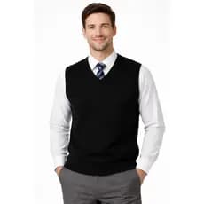 Pulover Colete Basico P M G Gg Lã Suéter Masculino  Tricô Tricot Frio Decote V Sobreposicao Homem Marrom Inverno Social