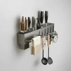 Suporte Para Organizar Utensílios De Cozinha Com 6 Ganchos