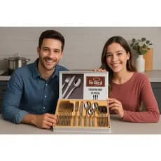 Jogo 24 Peças Inox Talheres Faqueiro Elegante Garfo Faca Colher Casa Cozinha Presente Moderno