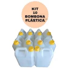 Kit 10 Galões 5 Litros Bombona transparente Vazio Combustíveis Produtos de Limpeza com Tampa