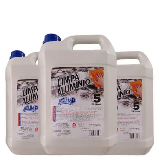 Kit 3 Limpador de Alumínio 5L limpa Panelas e da Brilho 2 em 1 Jholimp