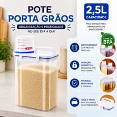 Kit 2 a 6 Potes Herméticos Multiuso com Bico Dosador Copo Medidor /Travas Porta Alimentos Lavanderia