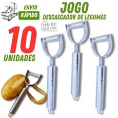 Jogo com 10/5/3 Descascador de Legumes Peças de Linha Inox Qualidade Excelente para Legumes e Frutas