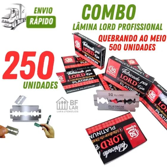 Laminas de Barbear com 250/100/50 Peças Produção Lord Premium para Barbear Cabelereiro Corte  Barba