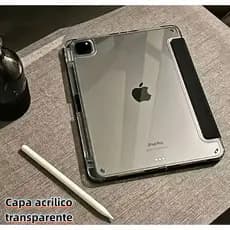 Capa Transparente Anti-Choque para Tablet 10–11” com Porta-Lápis e Função Auto Sleep