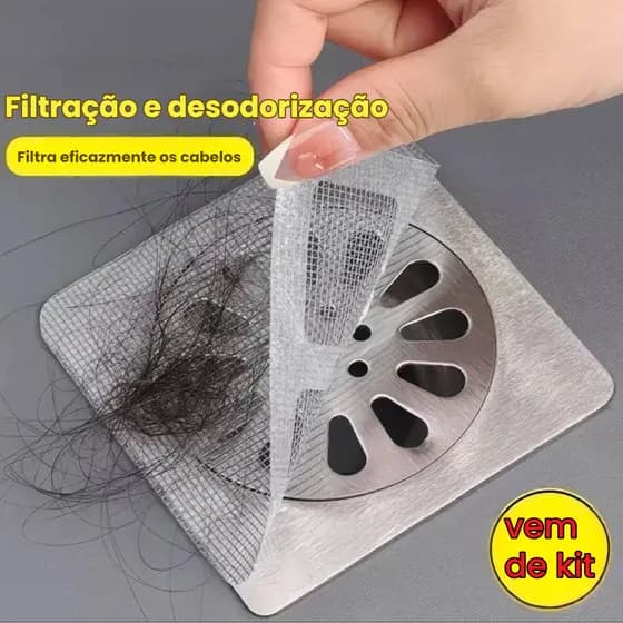 Kit10/20/50 de Filtro de Ralo Descartavel Tela Protetora Anti Odor e Insetos 10x10cm