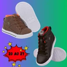 Tênis Infantil Menino Cano Alto Moda Casual Abotinado Super Confortável 20 ao 27