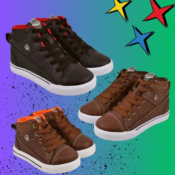 Tênis Infantil Menino Cano Alto Moda Casual Abotinado Super Confortável