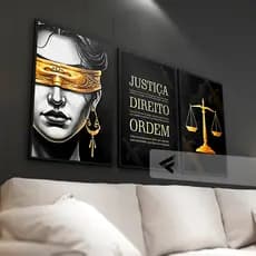 Kit 03 Quadros Decorativos Direito, Justiça e Ordem! para sala all