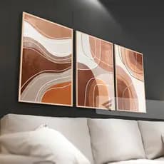Kit 03 Quadros Decorativos Arte Abstrata Minimalista / tons terrosos para quarto, sala all