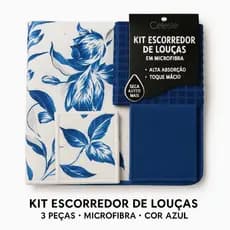Tapete Aparador Escorredor de Louças em Microfibra Dupla Face + Pano de Prato + Pano de Pia