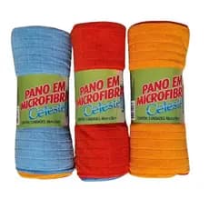 Kit 3 Panos em Microfibra Tamanho 48X58 Limpeza Multiuso - Casa - Carro - Chão - Vidros - Móveis