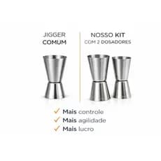 🍸 Kit 2x Kit 2 Dosador de Bebidas Medidor Inox Bartender – Dosador Duplo 20ml/40ml ✔️ Marcação Gravada ✔️ Bar & Drinks