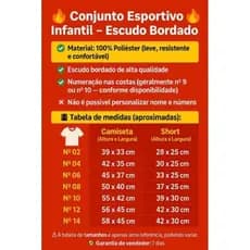 conjunto Infantil de time varios times diversos meninos e meninas
