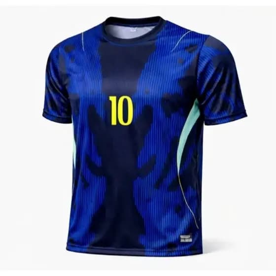 Camiseta Futebol Azul Marinho Número 10 Unissex Estilo Brasileiro Moda Esportiva
