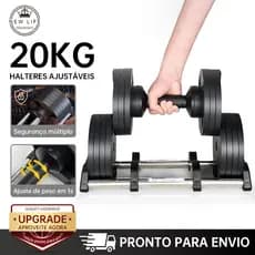 Dumbbell Halter Regulável Anilhas 20Kg Com Base Elite Pro
