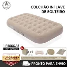 Colchão Inflável Solteiro Vem Com Uma Bomba Inflável De Bateria De Lítio Embutida E Removível 190*100*25cm