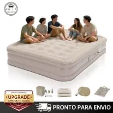 Colchão Inflável Queen Casal Cama De Campanha Bomba Inflável Com Bateria De Lítio Integrada