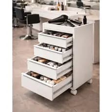 Carrinho Auxiliar com 4 Gavetas e Rodinhas Organizador Multiuso Branco E  Preto 85x35x30cm