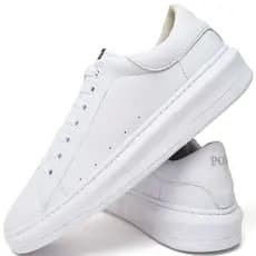 Tênis  Casual  Básico  Sapatênis - Branco Preto Sneaker Polo Blu Macio Confortável moderno