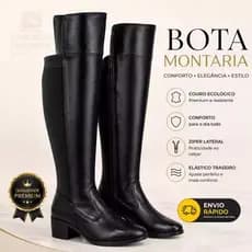 Bota Cano Longo Plus Size Panturrilha Grossa Feminina  Ajustável  Confortável